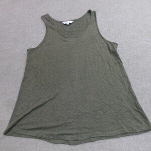 The Company Store Womens Top Large Green Olive Sleeveless 100% Linen